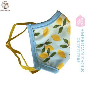 NWT American Eagle Blue & Yellow Lemon Face Mask Cute Pastel Face Cover